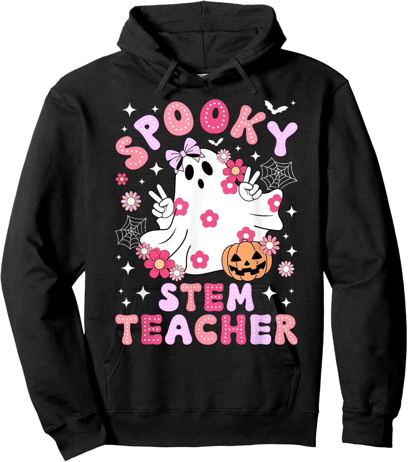 Spooky STEM Teacher Halloween STEM Teacher Groovy Hoodie - Hoodie | Black