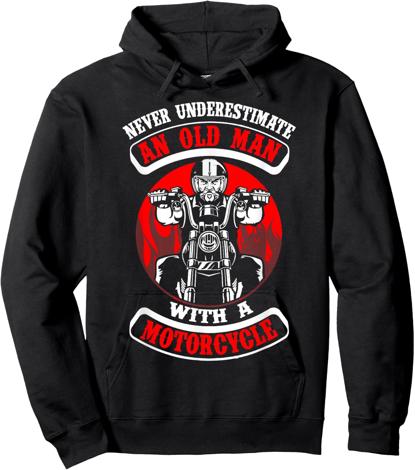 Never Underestimate An Old Man With A Motorcycle Hoodie - Hoodie | Black