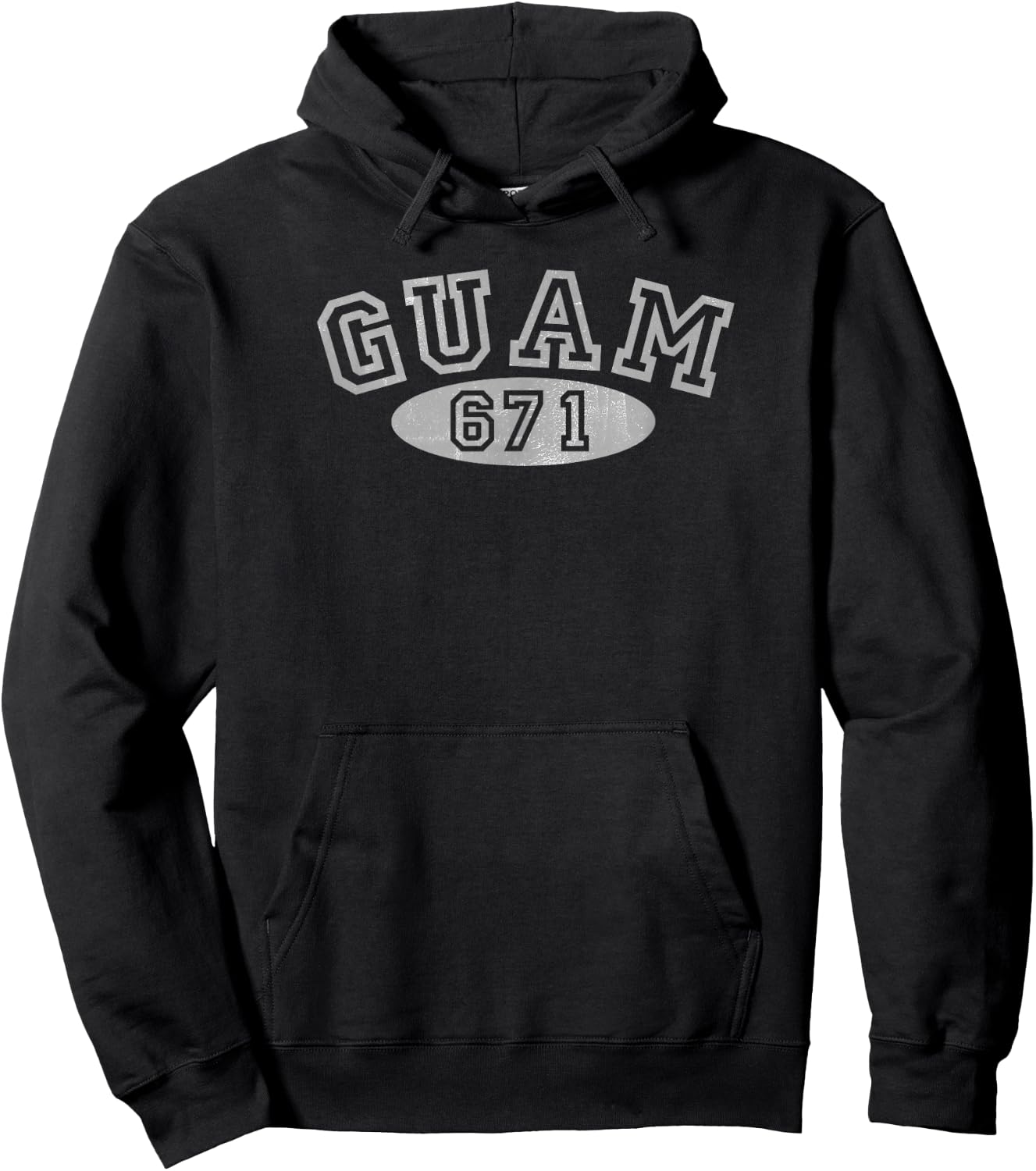 Guam 671 College Print T Shirt Hoodie - Hoodie | Black