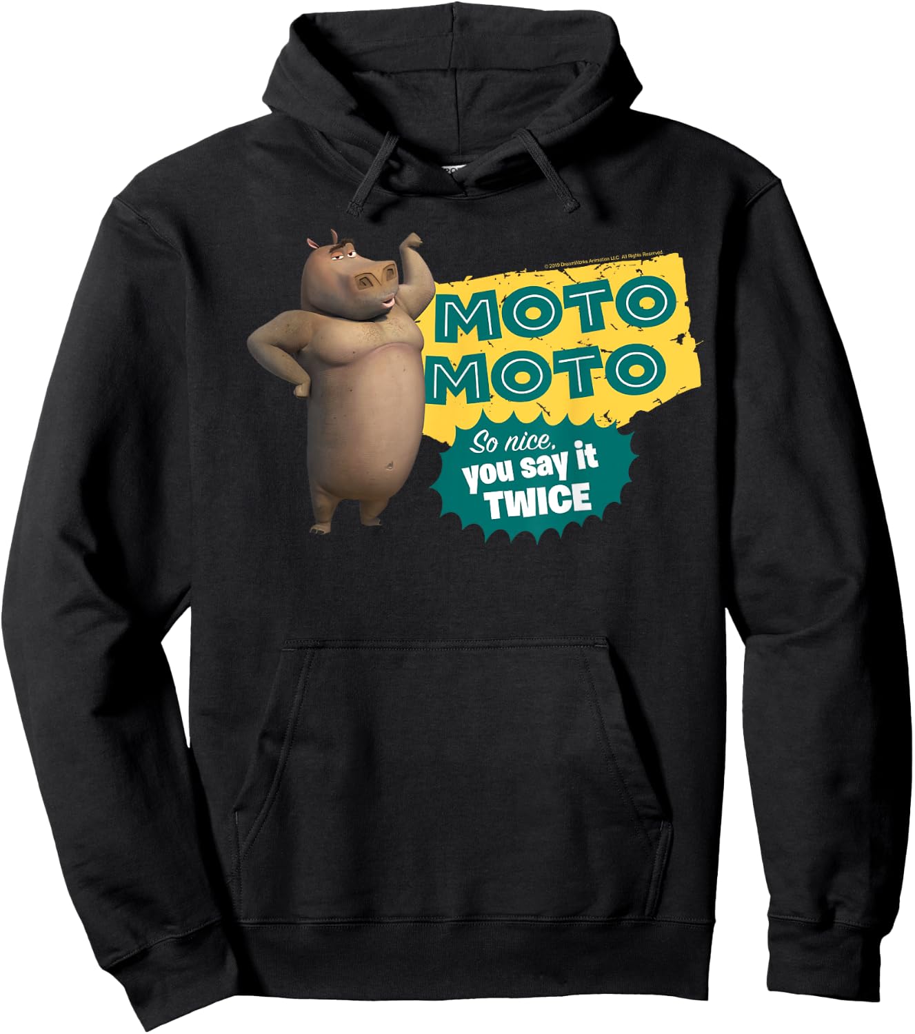 Madagascar Moto Moto Say It Twice Text Poster Hoodie - Hoodie | Black