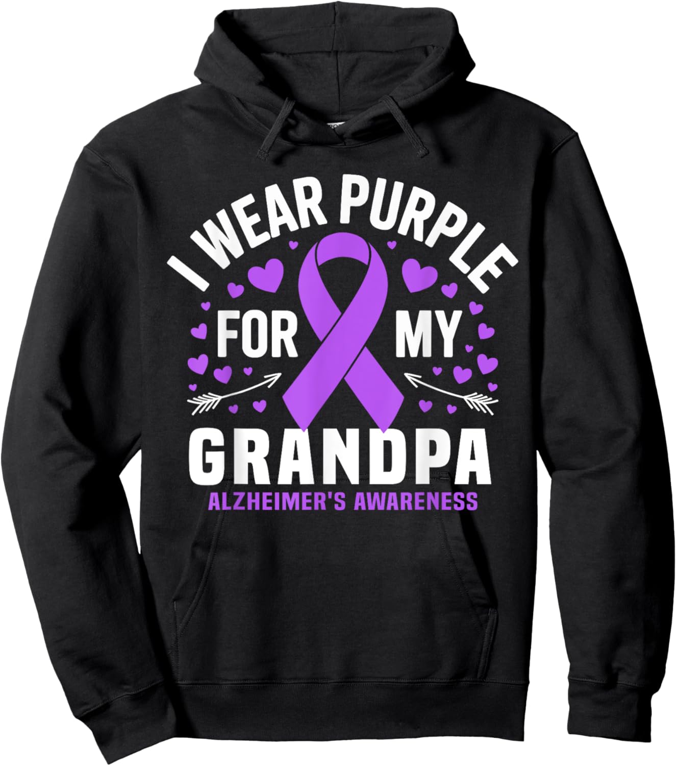 I Wear Purple For My Grandpa Dementia Alzheimer's Awareness Hoodie - Hoodie | Black