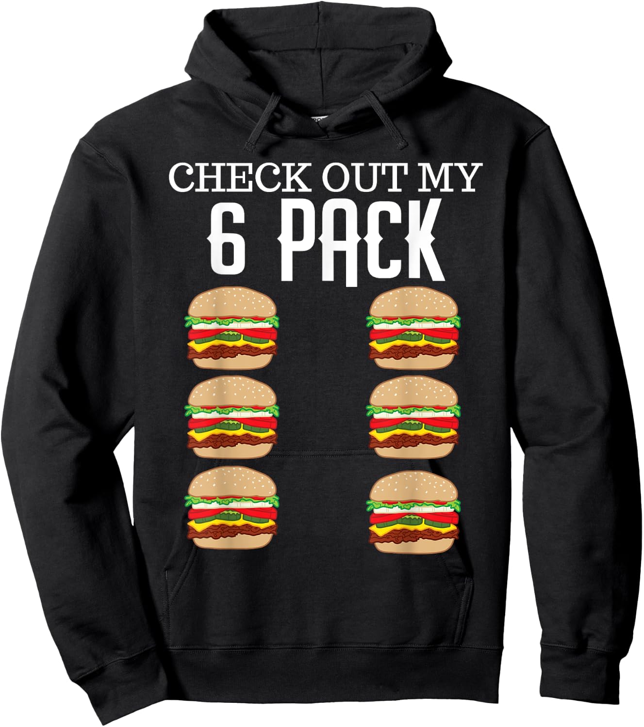 Check Out My Six Pack Hamburger Abs Cheeseburger Gag Gift Hoodie - Hoodie | Black
