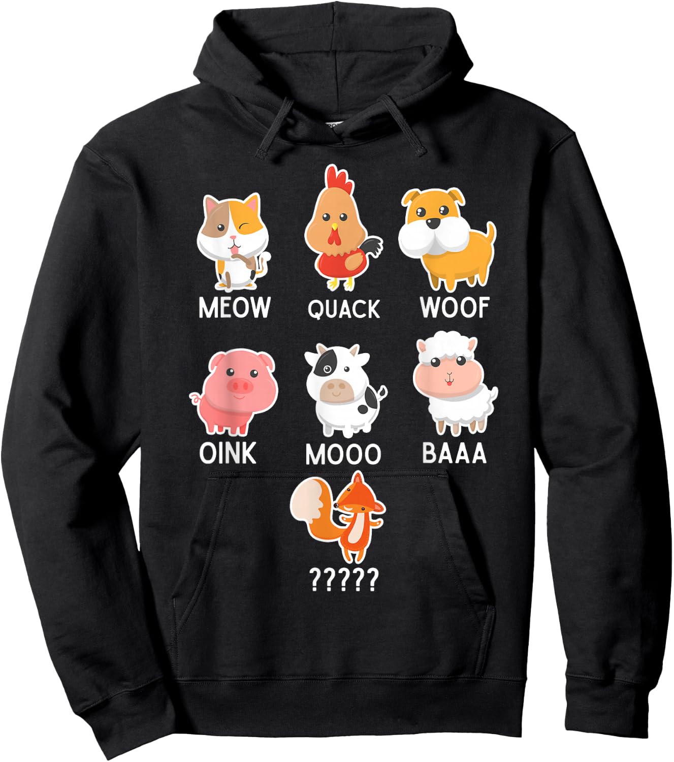 A What Does The Fox Say Animals Hoodie - Hoodie | Black