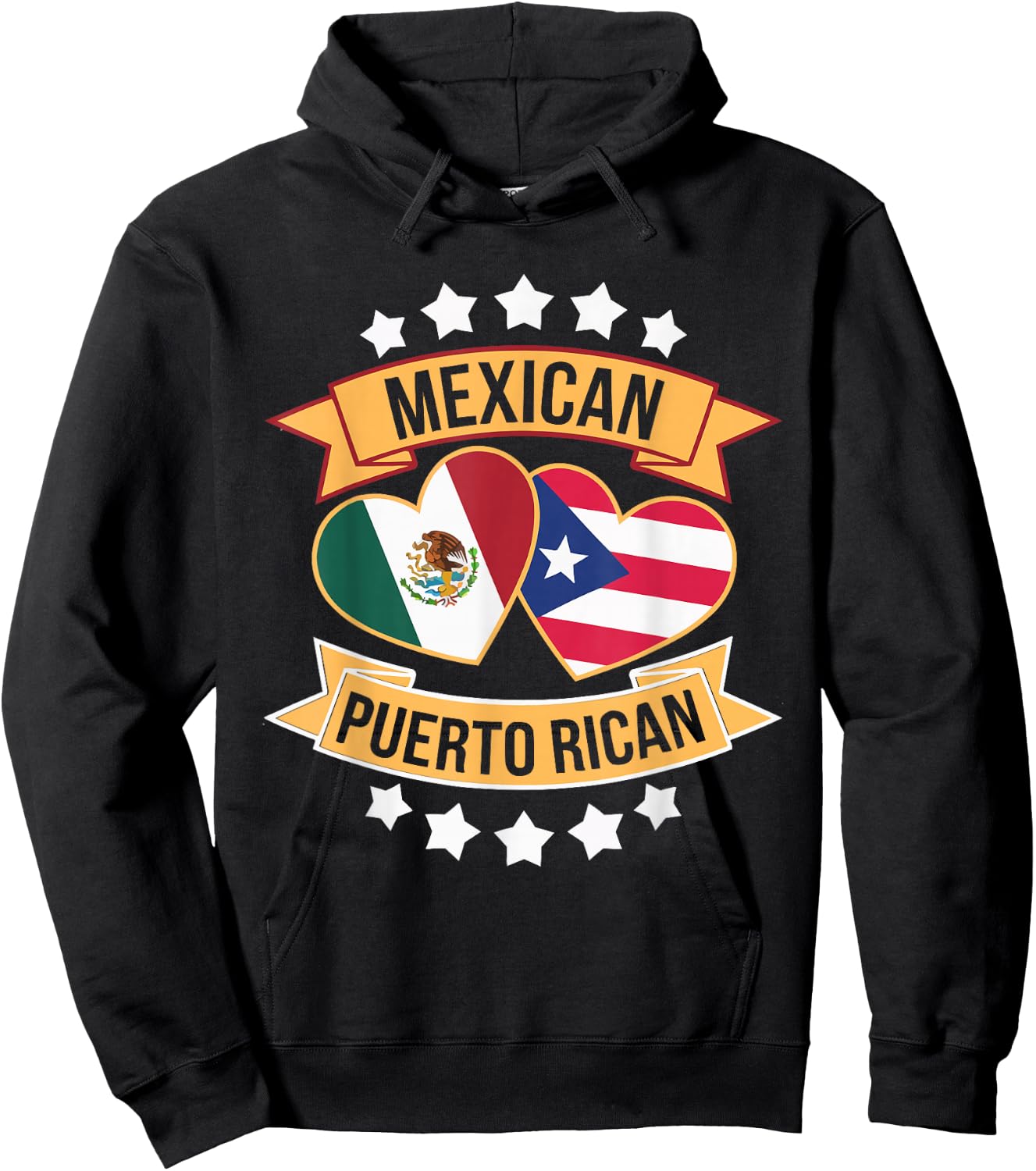 Half Mexican Half Puerto Rican Puerto Rico Flag Mexico Hoodie - Hoodie | Black