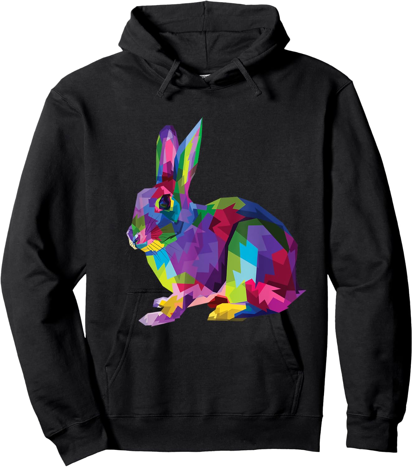 Cute Rainbow Color Bunny Vibrant Meadow Rabbit Tribute Hoodie - Hoodie | Black