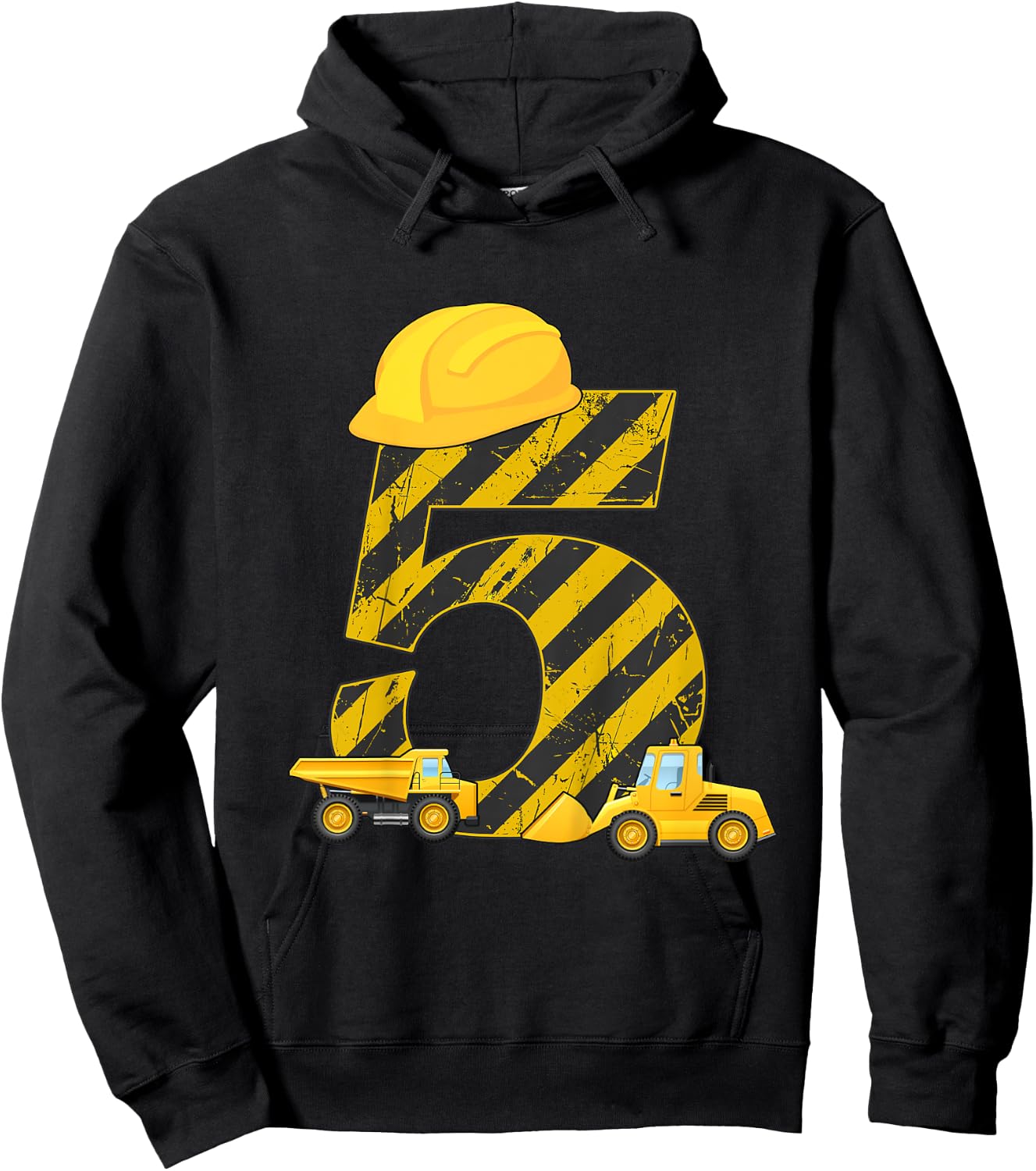 5th Birthday Digger I 5 Years Builder Excavator Gift Hoodie - Hoodie | Black