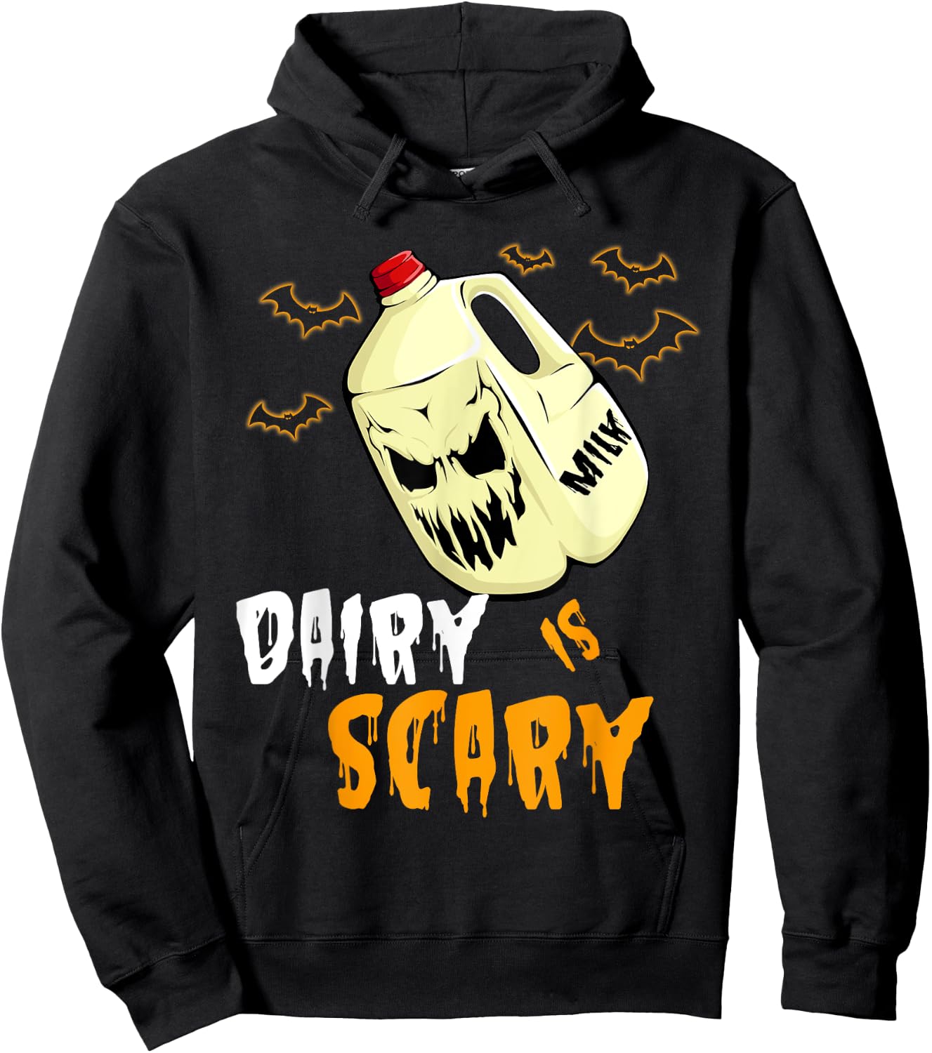 Funny Vegan Halloween Dairy Is Scary Veganism Gift Hoodie - Hoodie | Black