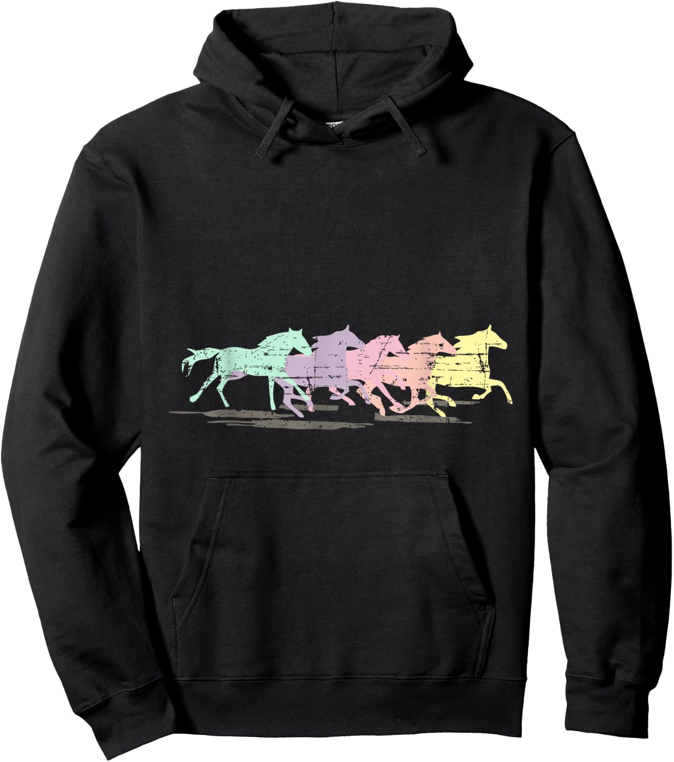 Horses Retro Running T Shirt Mustangs Hoodie - Hoodie | Black