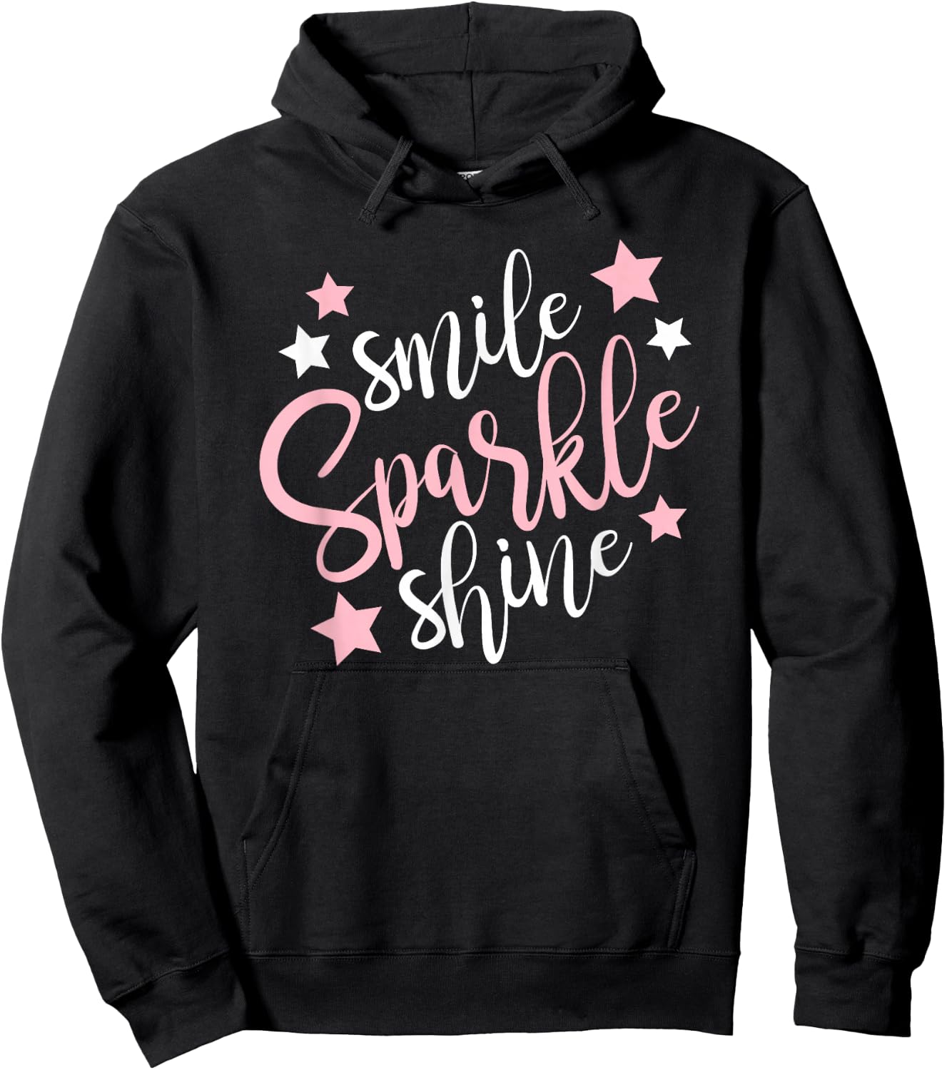 Smile, Sparkle, Shine with Stars & Girls Hoodie - Hoodie | Black