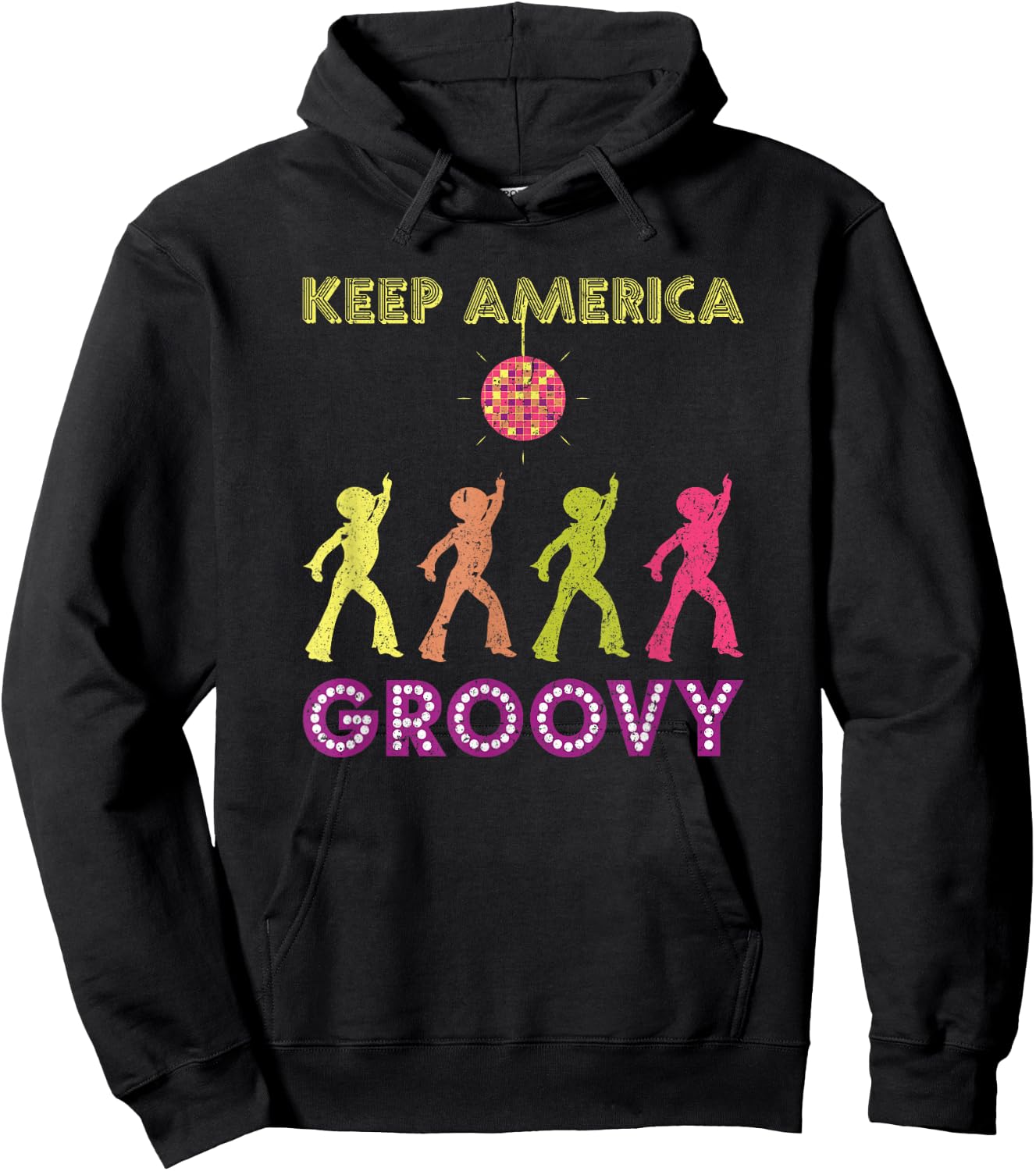 Keep America Groovy Vintage Disco 1970s Funk KAG Hoodie - Hoodie | Black