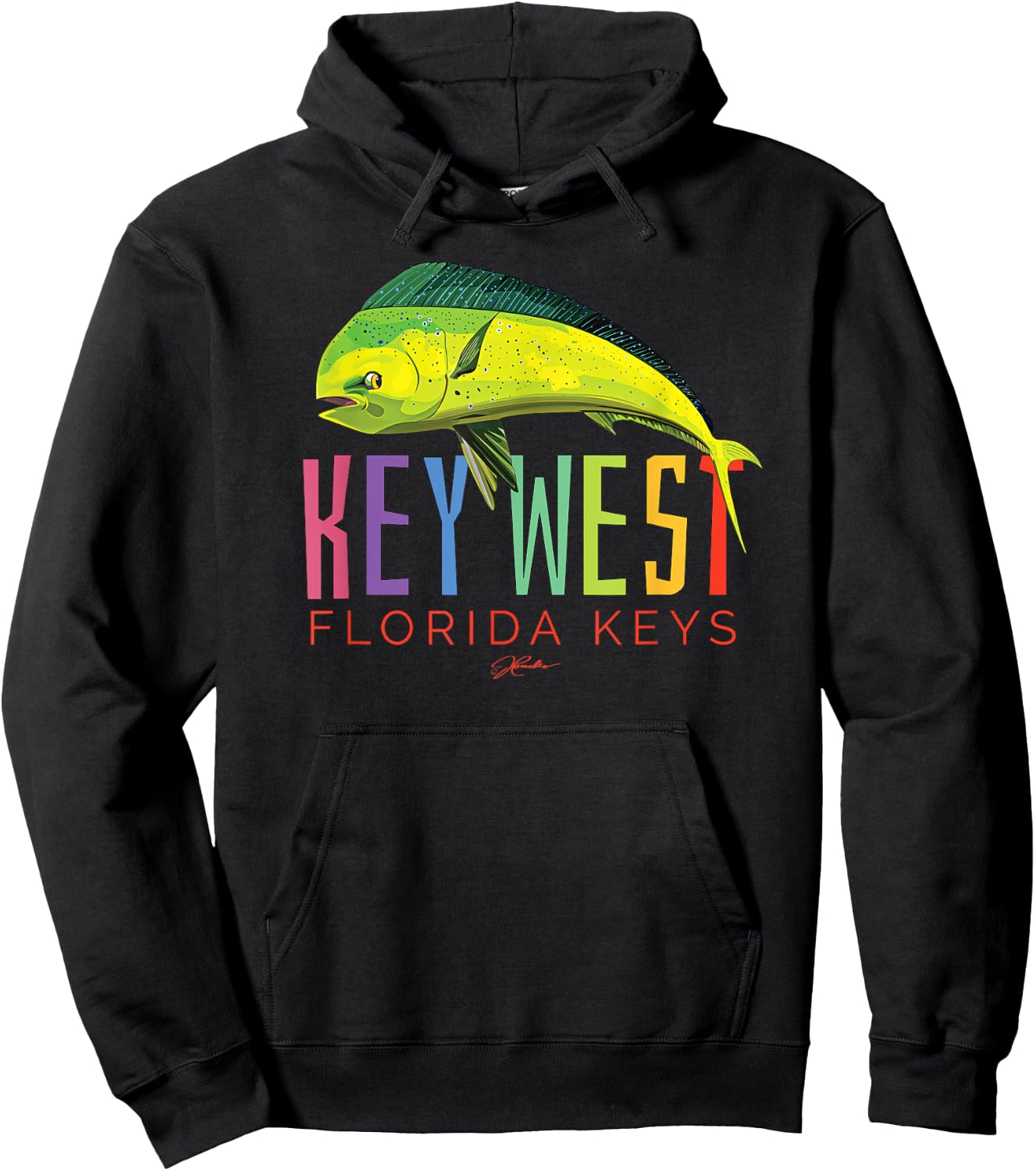 JCombs: Key West, Florida Keys, Dolphin Fish Hoodie - Hoodie | Black