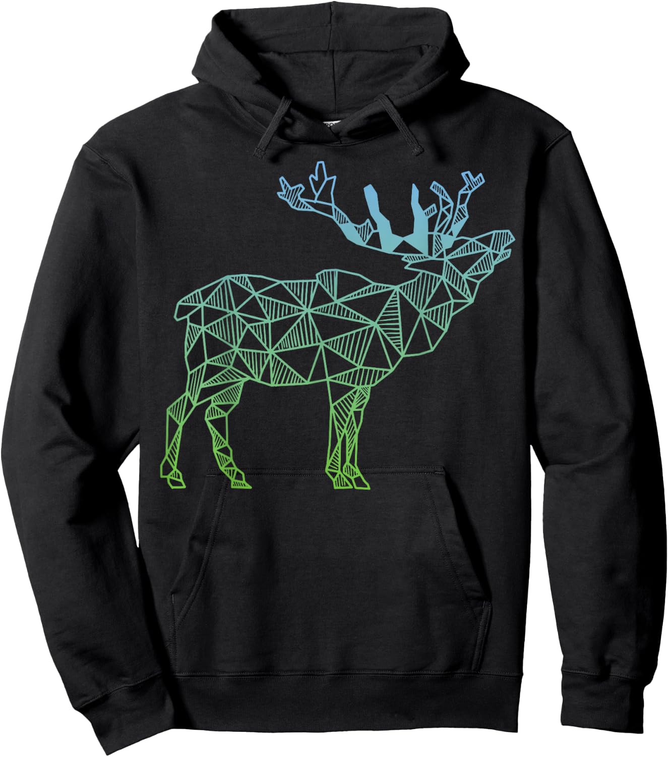 Geometric Moose Elk T Shirt Wild Alaska Mountain Animal Hoodie - Hoodie | Black