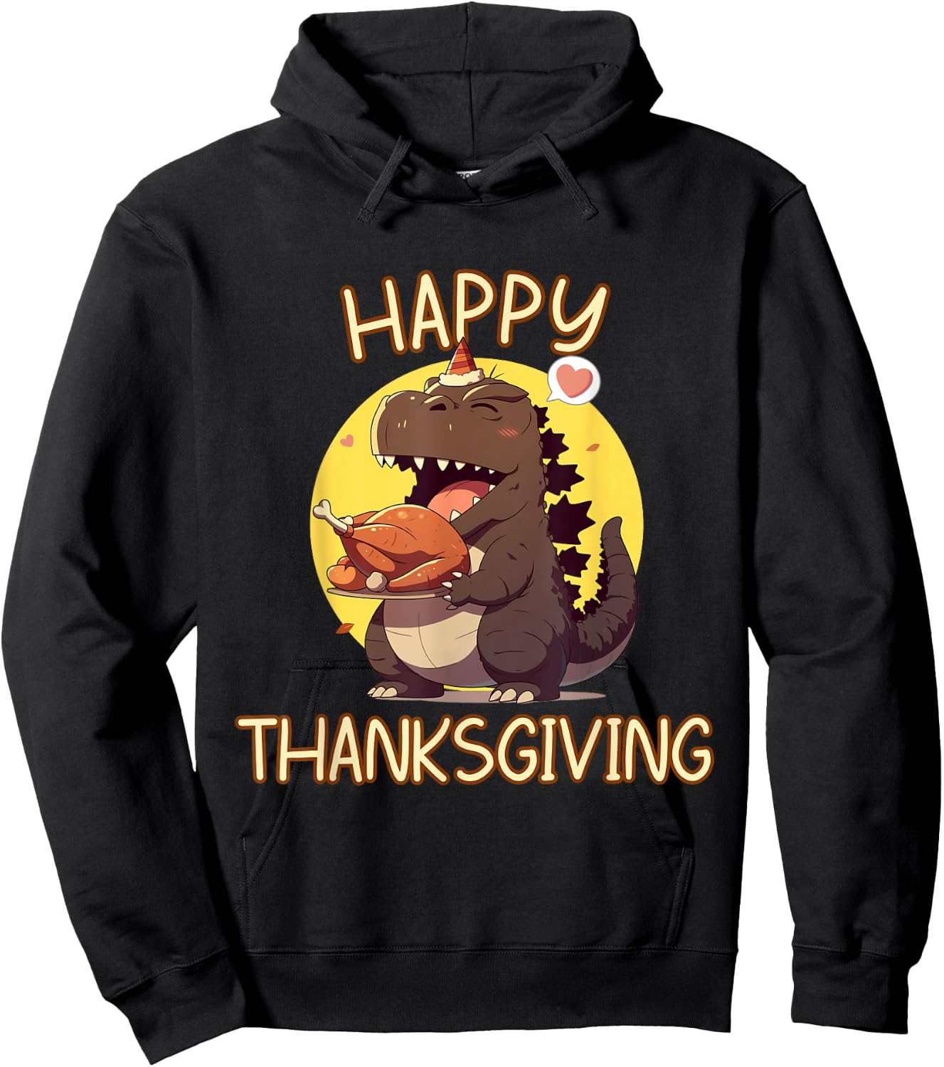 Happy Thanksgiving Kaiju Monster: Turkey Feast Style Hoodie - Hoodie | Black