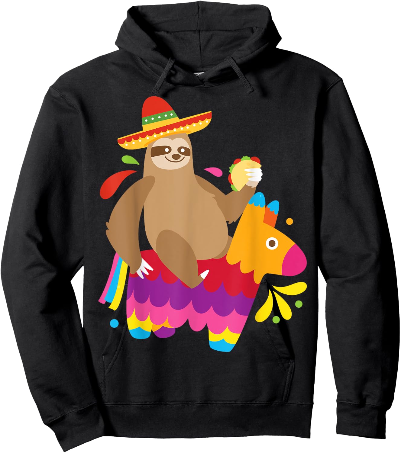 Sloth Taco Pinata Shirt Cute Mexican Fiesta Party Animal Hoodie - Hoodie | Black