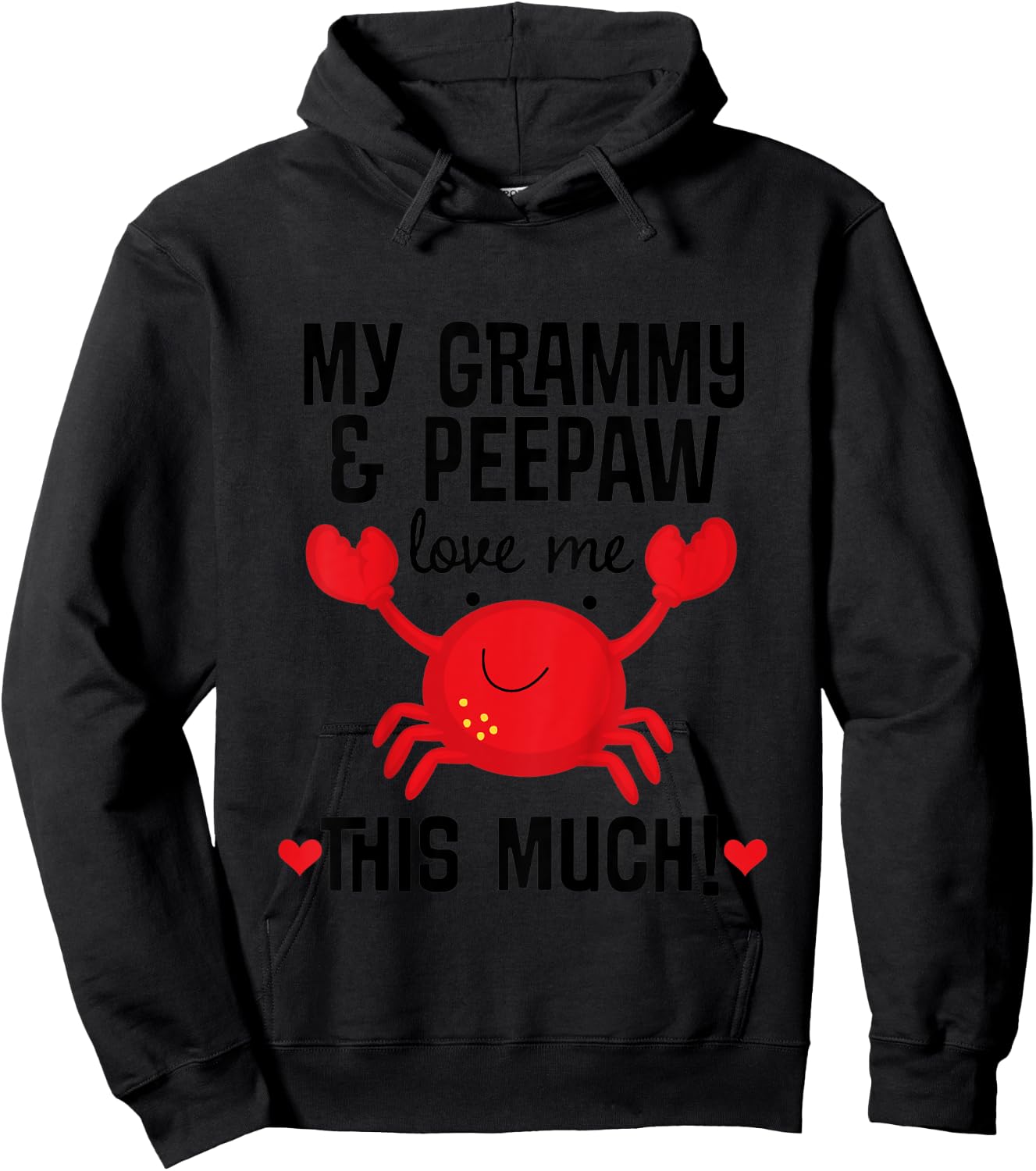 Kids Grammy and Peepaw Love Me Grandchild Crab Hoodie - Hoodie | Black