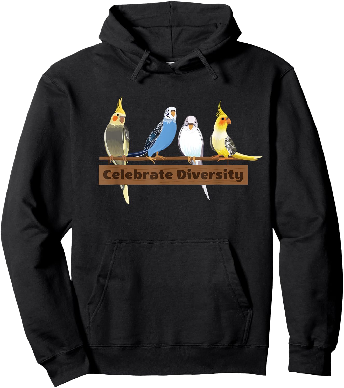 Gift Budgie Lovers, Celebrate Diversity Funny Budgerigar Hoodie - Hoodie | Black