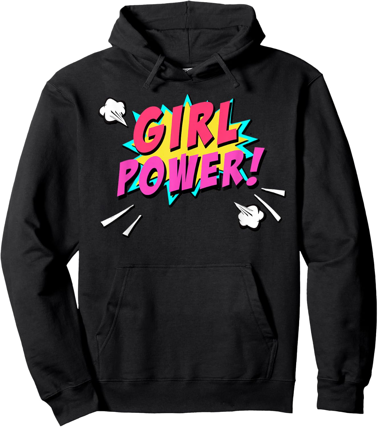 Girl Power Superhero Comic Book Bubble Feminist Hoodie - Hoodie | Black