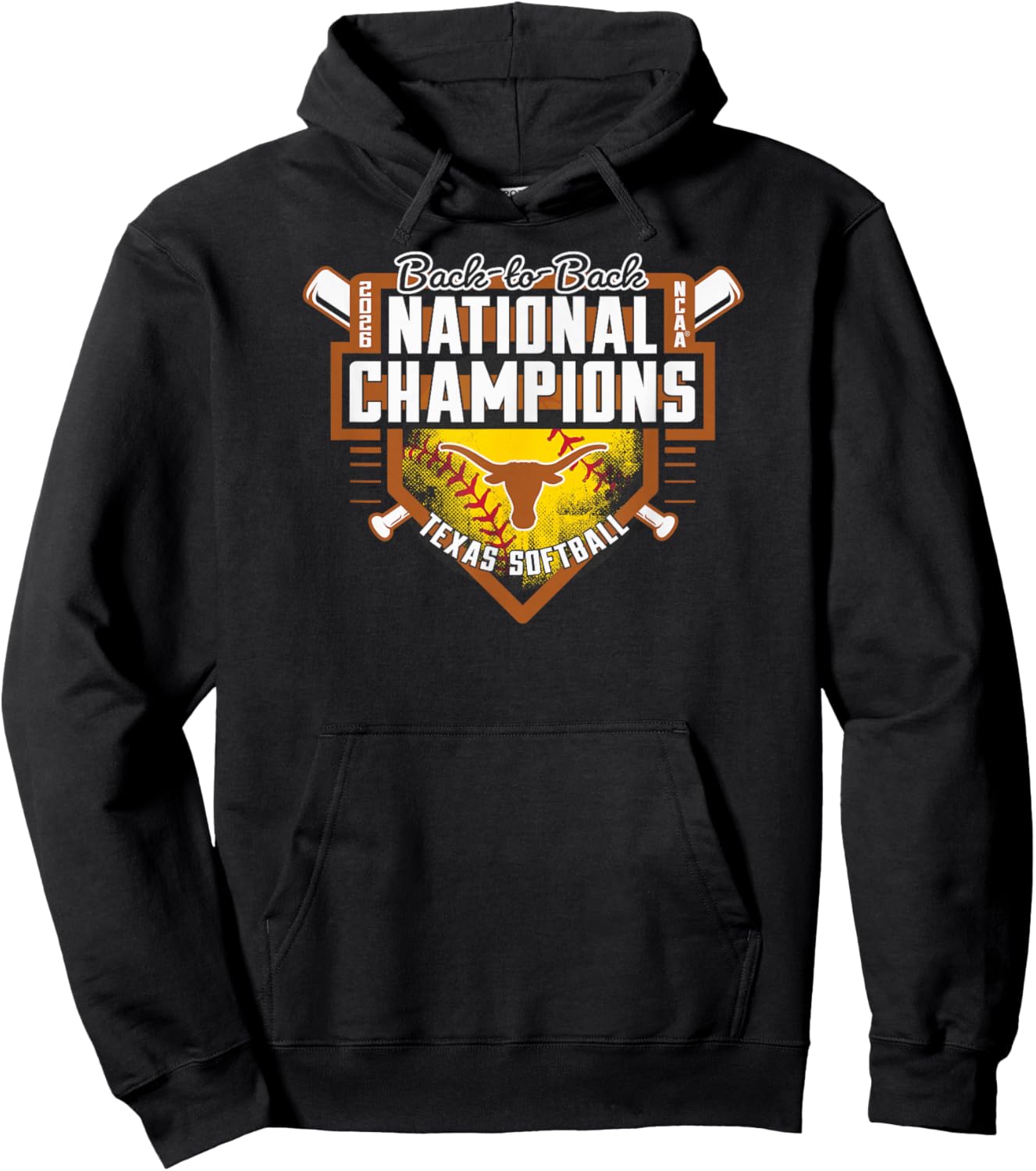 Texas Longhorns National Champs 2026 Softball Back to Back Hoodie - Hoodie | Black