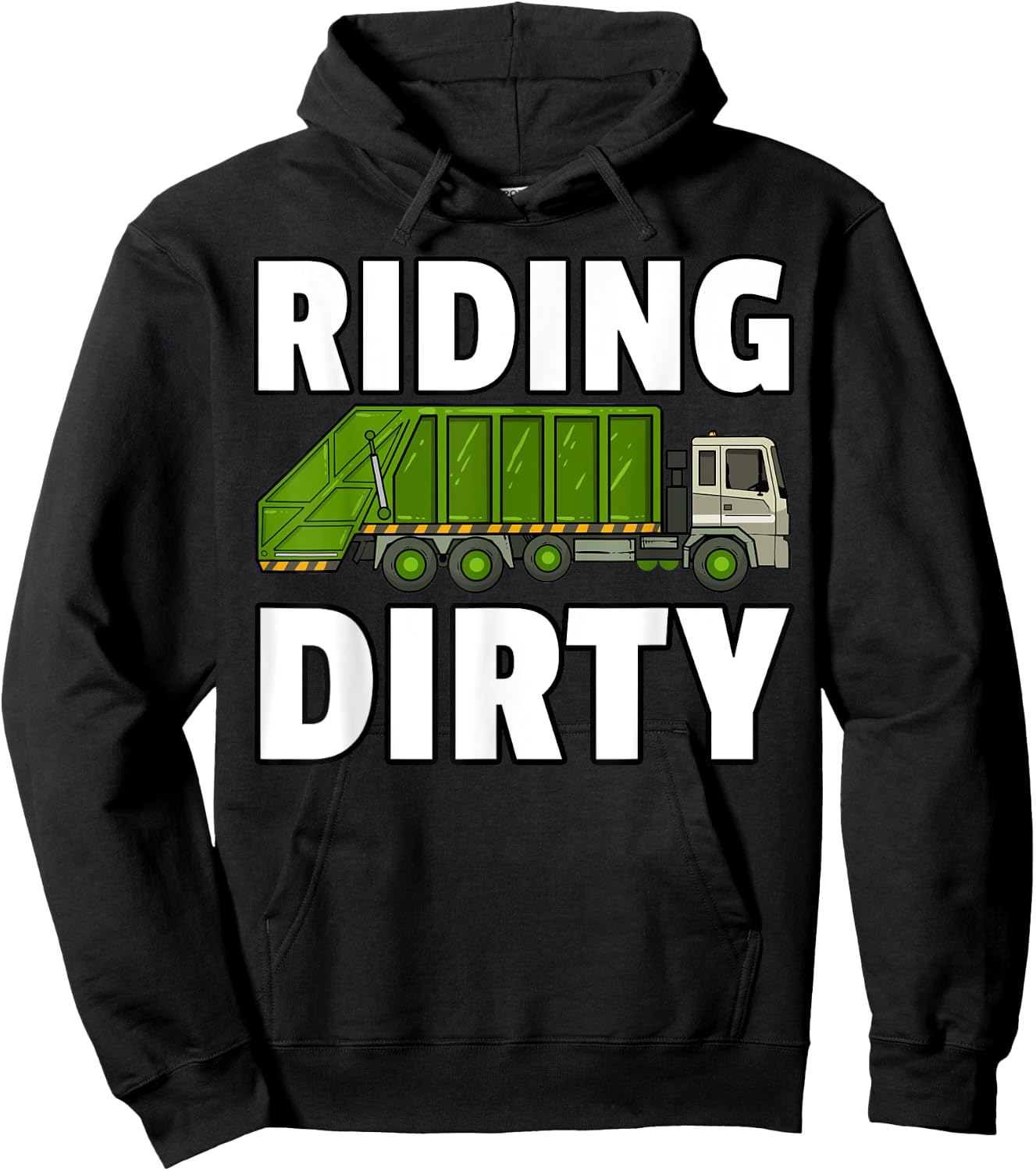 Riding Dirty Garbage Day Trash Truck Recycling Man Kids Hoodie - Hoodie | Black