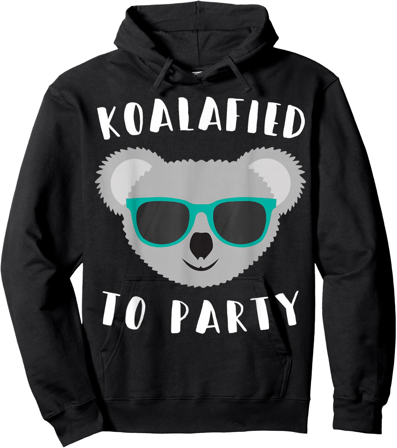 Koalafied to Party - Animal Pun Cute and Funny Koala T Shirt Hoodie - Hoodie | Black