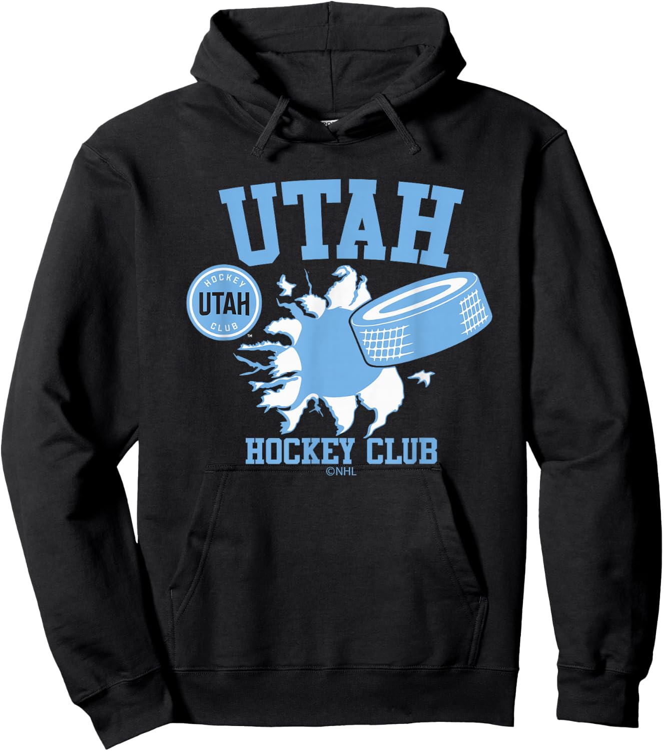 Utah Hockey Club Puck Burst Dark Heather Officially Licensed Hoodie - Hoodie | Black