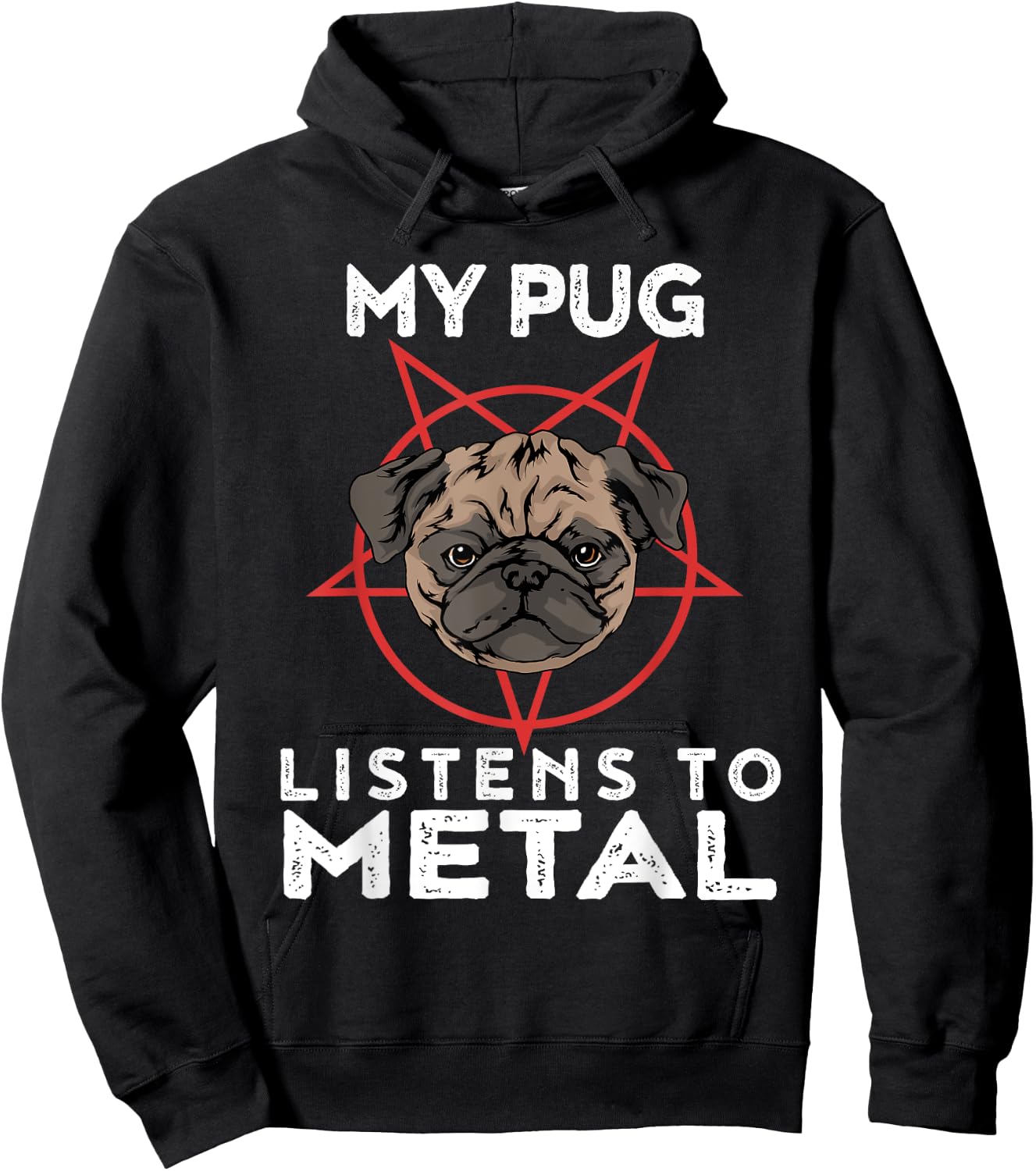 Metal Pug Funny Goth And Heavy Metal Animal Shirt Hoodie - Hoodie | Black