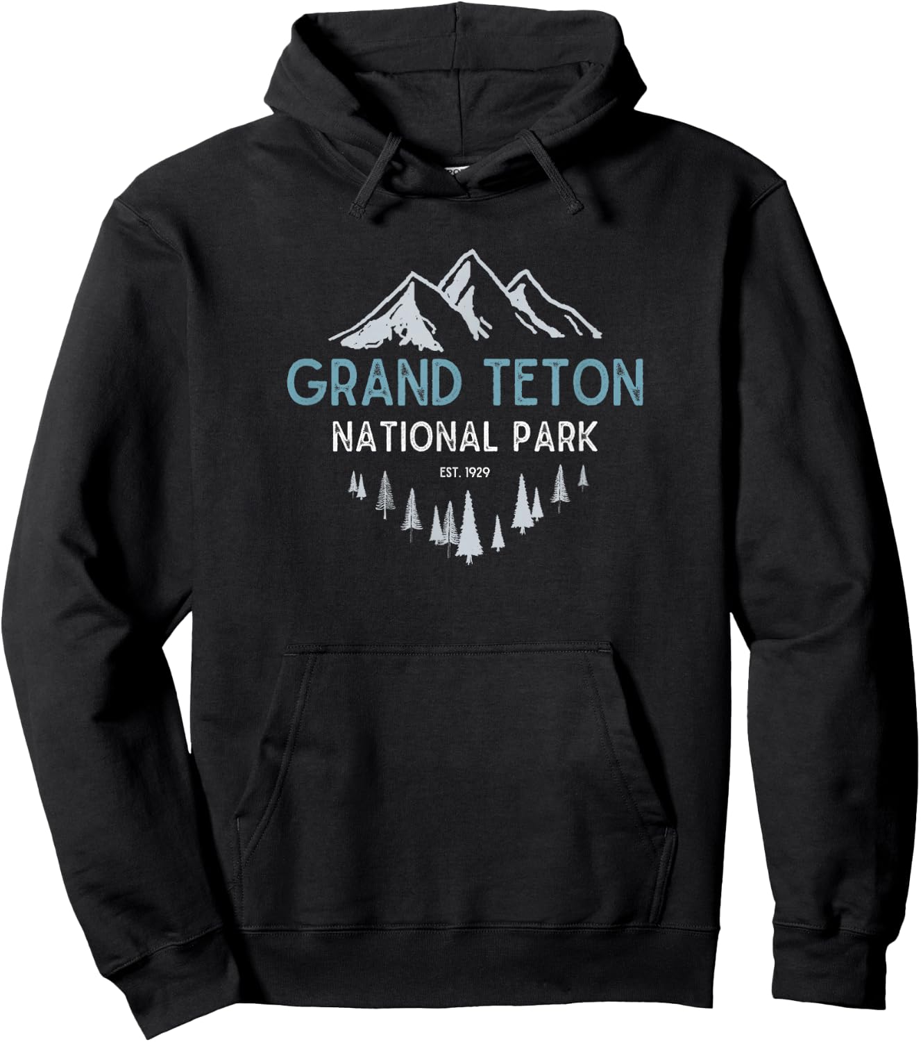 Grand Teton National Park Est 1929 Vintage National Park WY Hoodie - Hoodie | Black