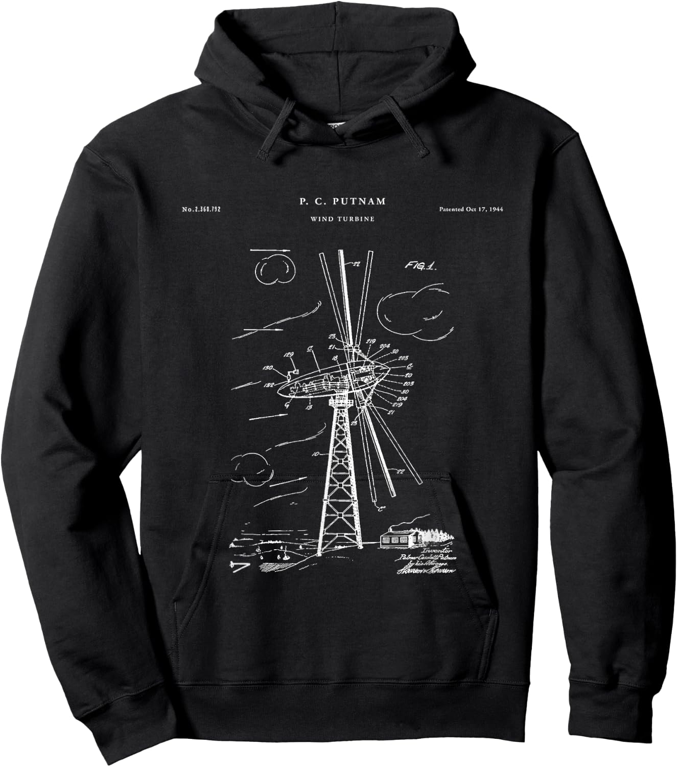 Wind Turbine Patent - Turbine Hoodie - Hoodie | Black