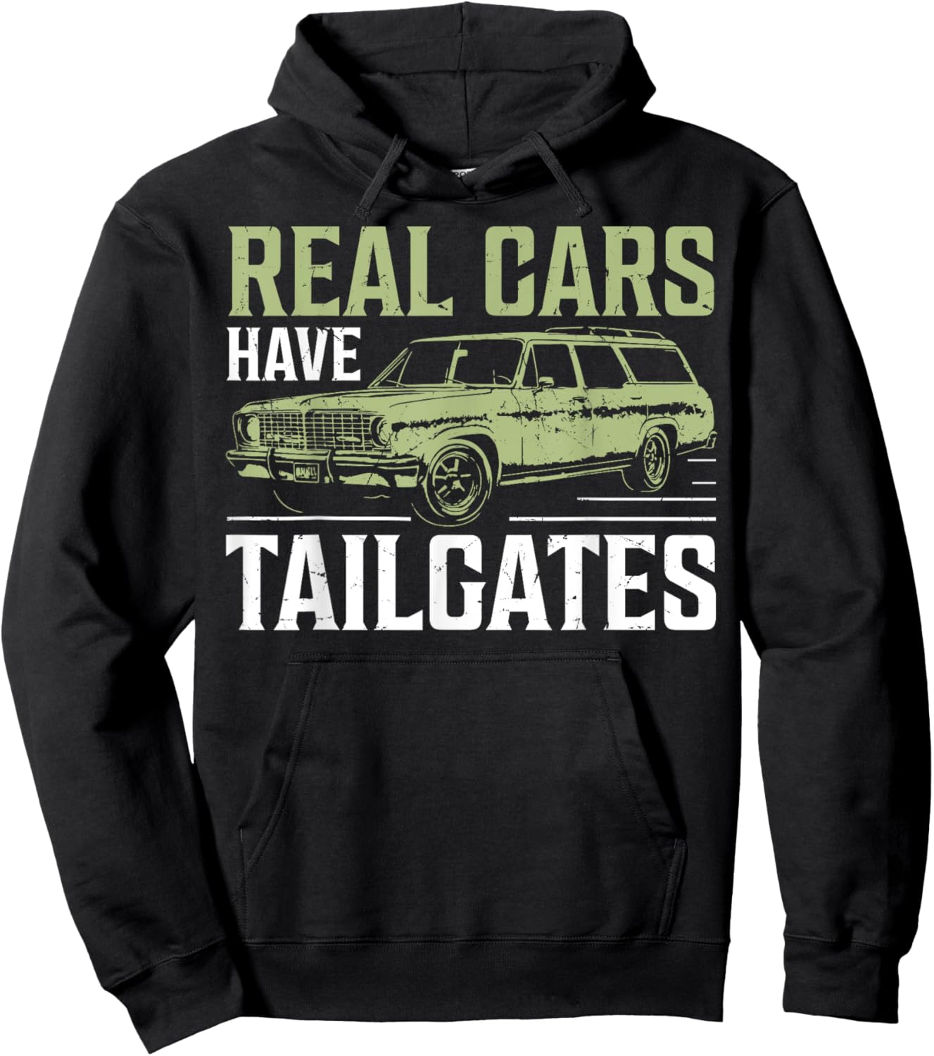 Real Cars Have Tailgates Wagon Hoodie - Hoodie | Black