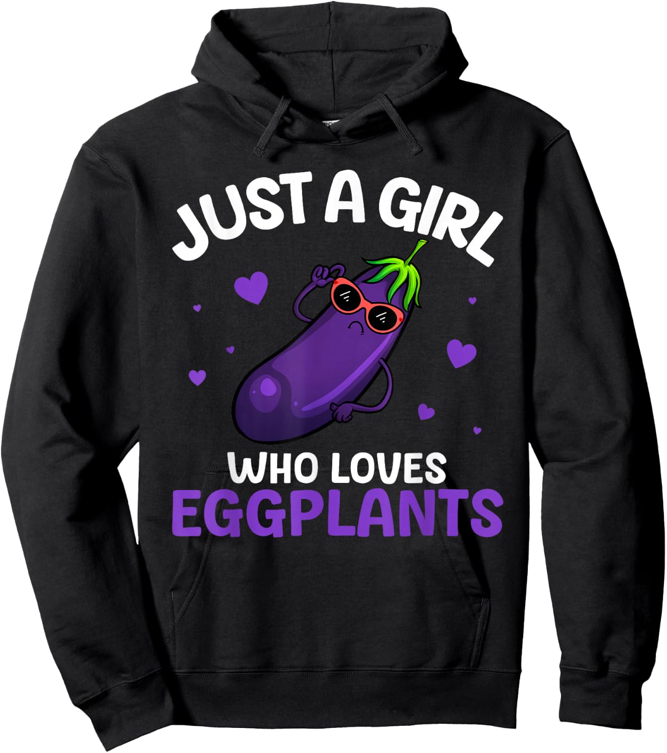 Cute Eggplant Design For Girls Kids Women Eggplant Lovers Hoodie - Hoodie | Black