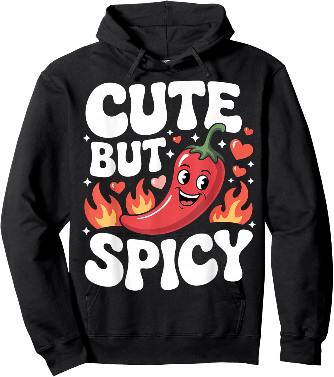Cute But Spicy Smiling Chili Red Pepper for Kids Women Men Hoodie - Hoodie | Black
