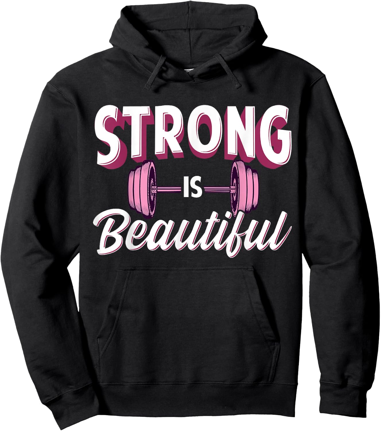 Strong is Beautiful Pink Barbells Gym Exercise Women Athlete Hoodie - Hoodie | Black