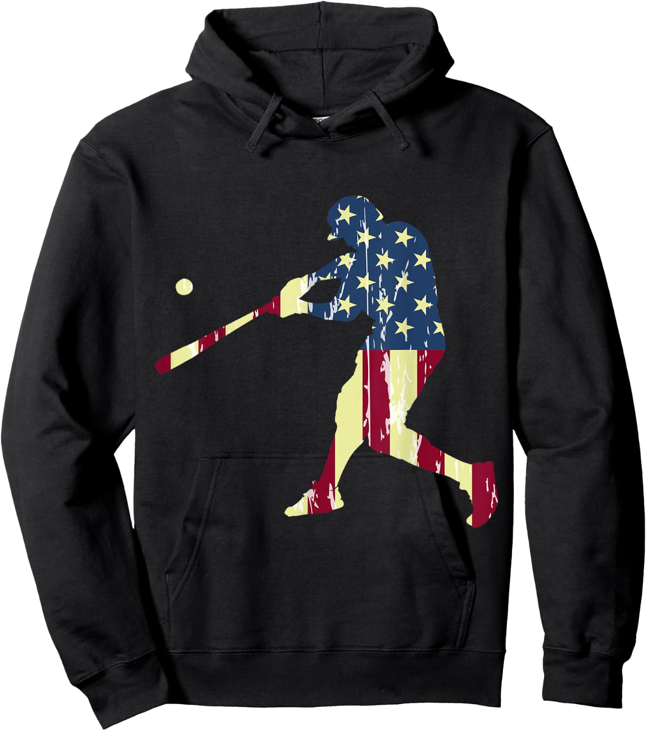Patriotic American Flag Baseball Shirt, Baseball Men Hoodie - Hoodie | Black