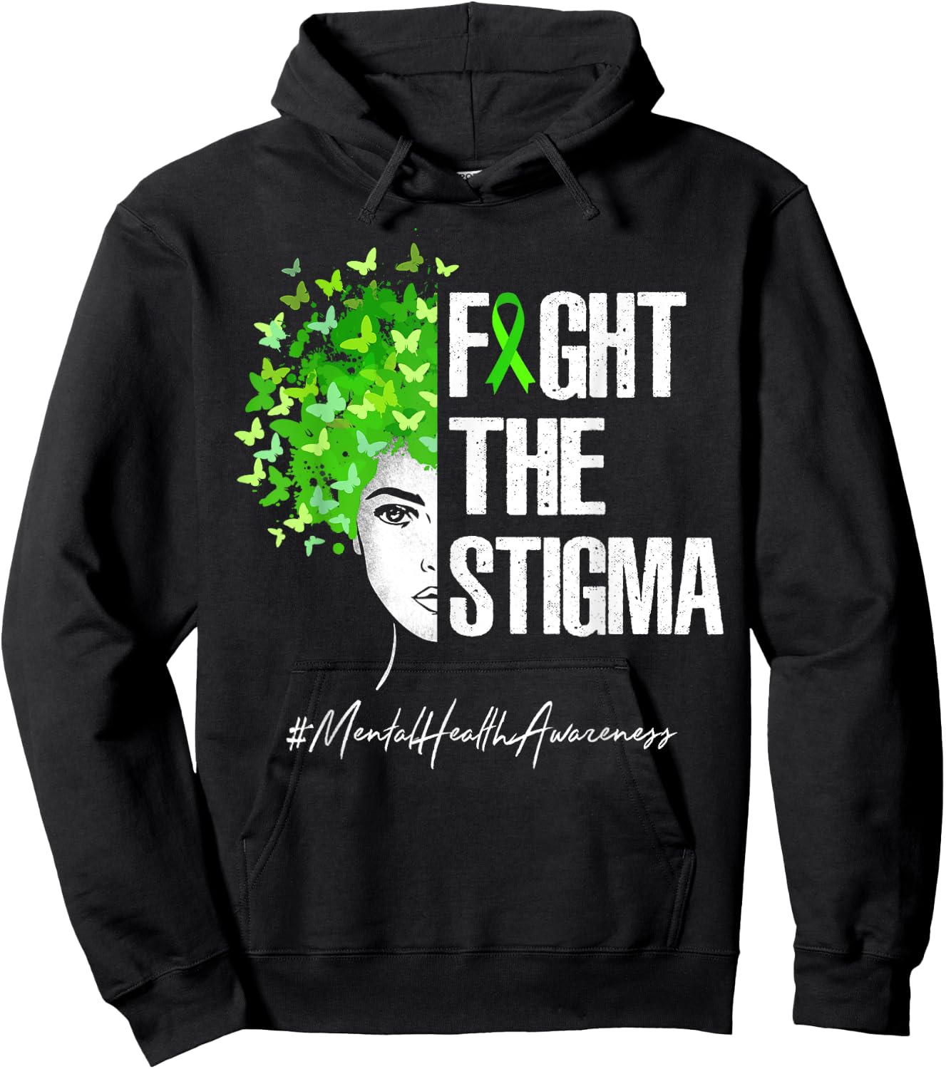 Fight The Stigma Mental Health Awareness Gift Shirt Hoodie - Hoodie | Black