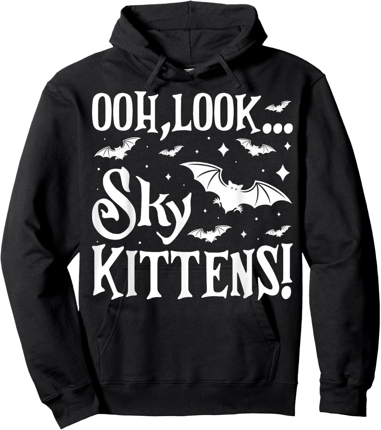 Oh Look Sky Kittens Funny Bat Lover Halloween Hoodie - Hoodie | Black