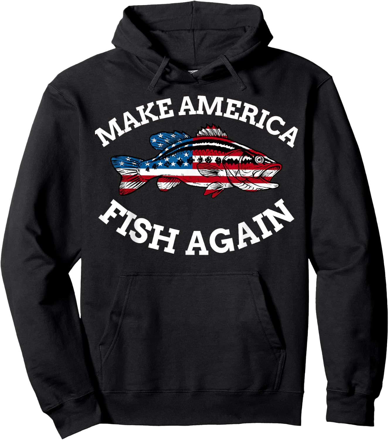 4th of July Fishing American Flag Make America Fish Again Hoodie - Hoodie | Black