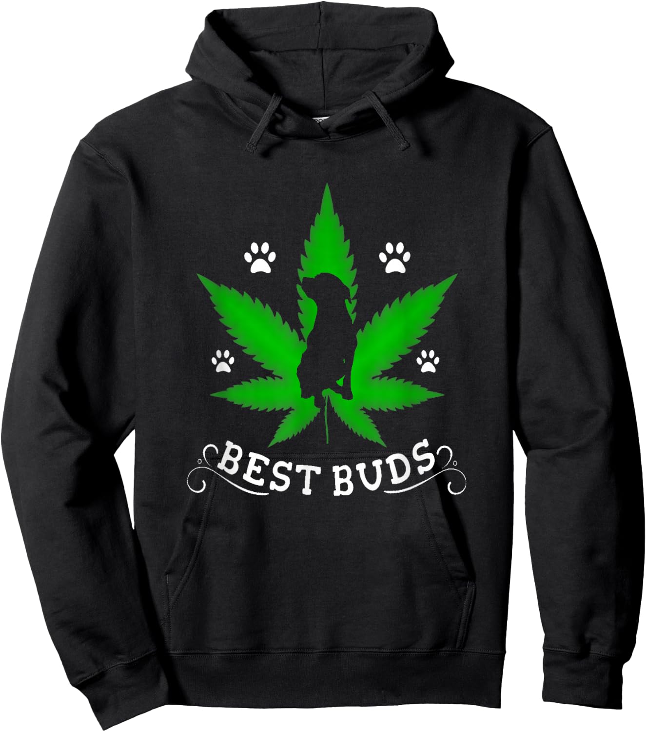 Best Buds Funny Pitbull Weed Dog Gift Hoodie - Hoodie | Black