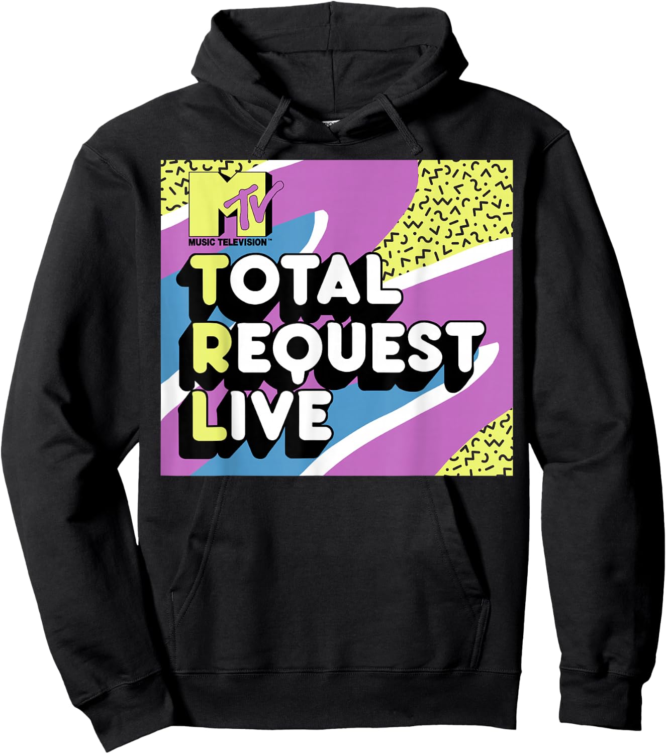 MTV Total Request Live 90's Colorful Pattern Graphic Hoodie - Hoodie | Black