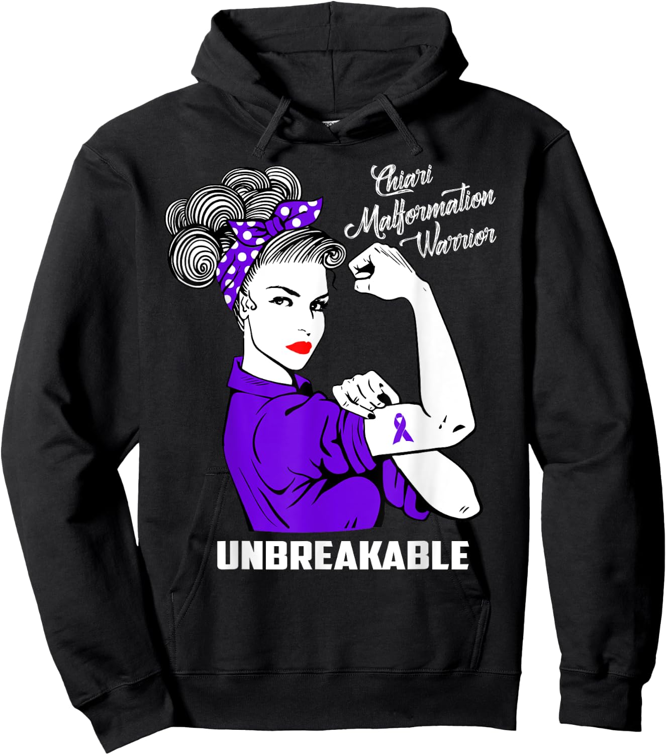 Chiari Malformation Warrior Unbreakable Shirt Awareness Gift Hoodie - Hoodie | Black