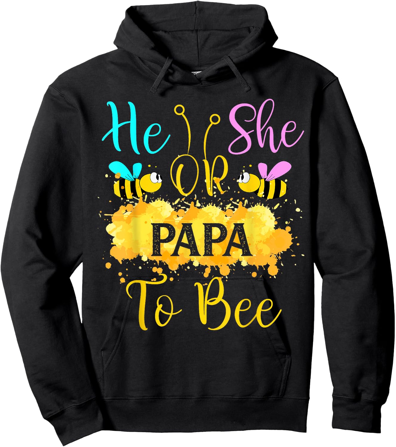 Gender Reveal What Will It Bee - He or She Papa Hoodie - Hoodie | Black