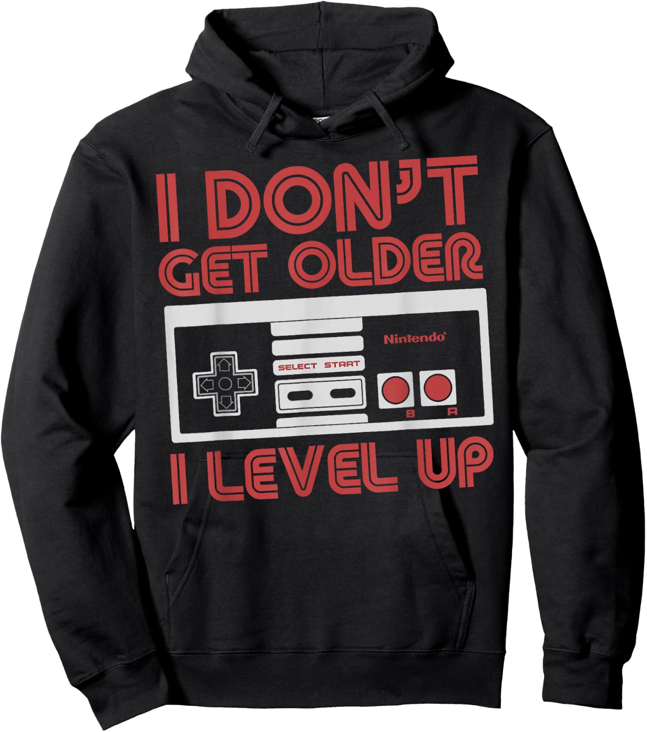 Nintendo Level Up SNES Controller Classic Fit - Black, Adult, Round Neck Hoodie - Hoodie | Black