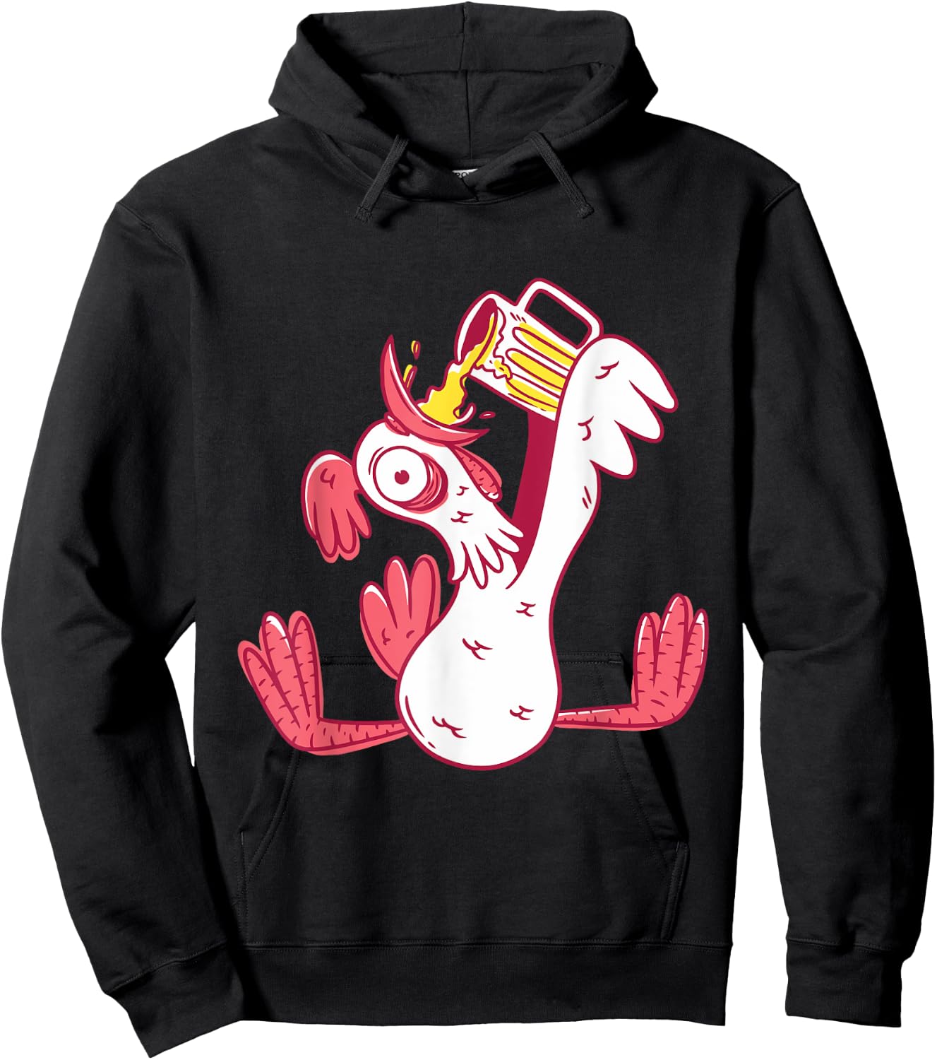 Funny oktoberfest design with drunk rooster drinking beer Hoodie - Hoodie | Black