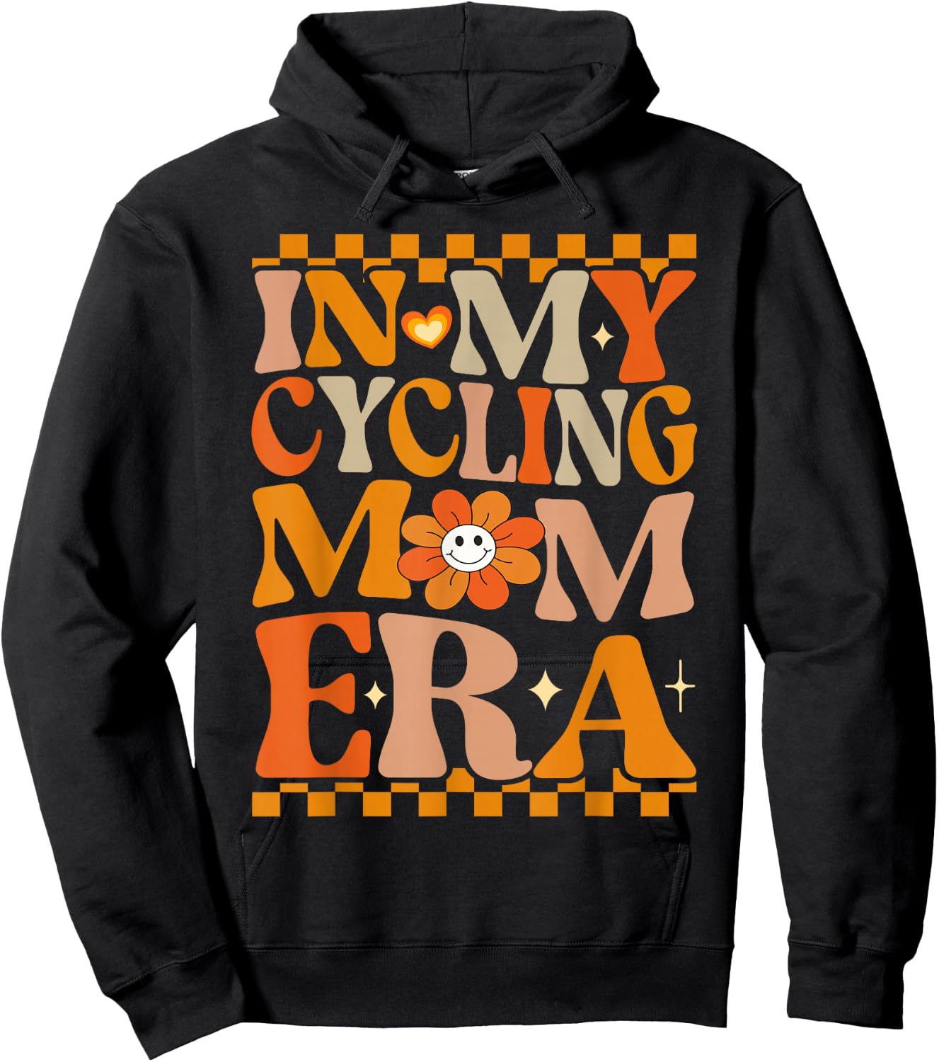 In My Cycling Mom Era | Retro Groovy Hippie Cycling Hoodie - Hoodie | Black
