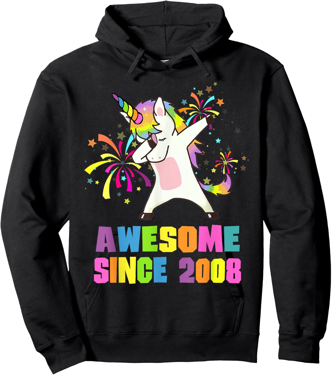 Awesome Since 2008 Unicorn 17 Years Old 17th Birthday Hoodie - Hoodie | Black