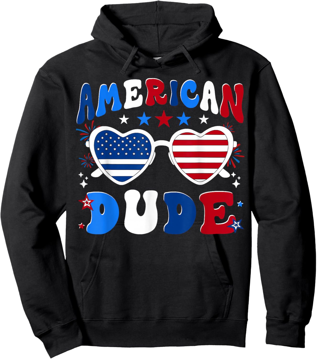 4th of July American Dude Sunglasses Men Boy Kids Hoodie - Hoodie | Black