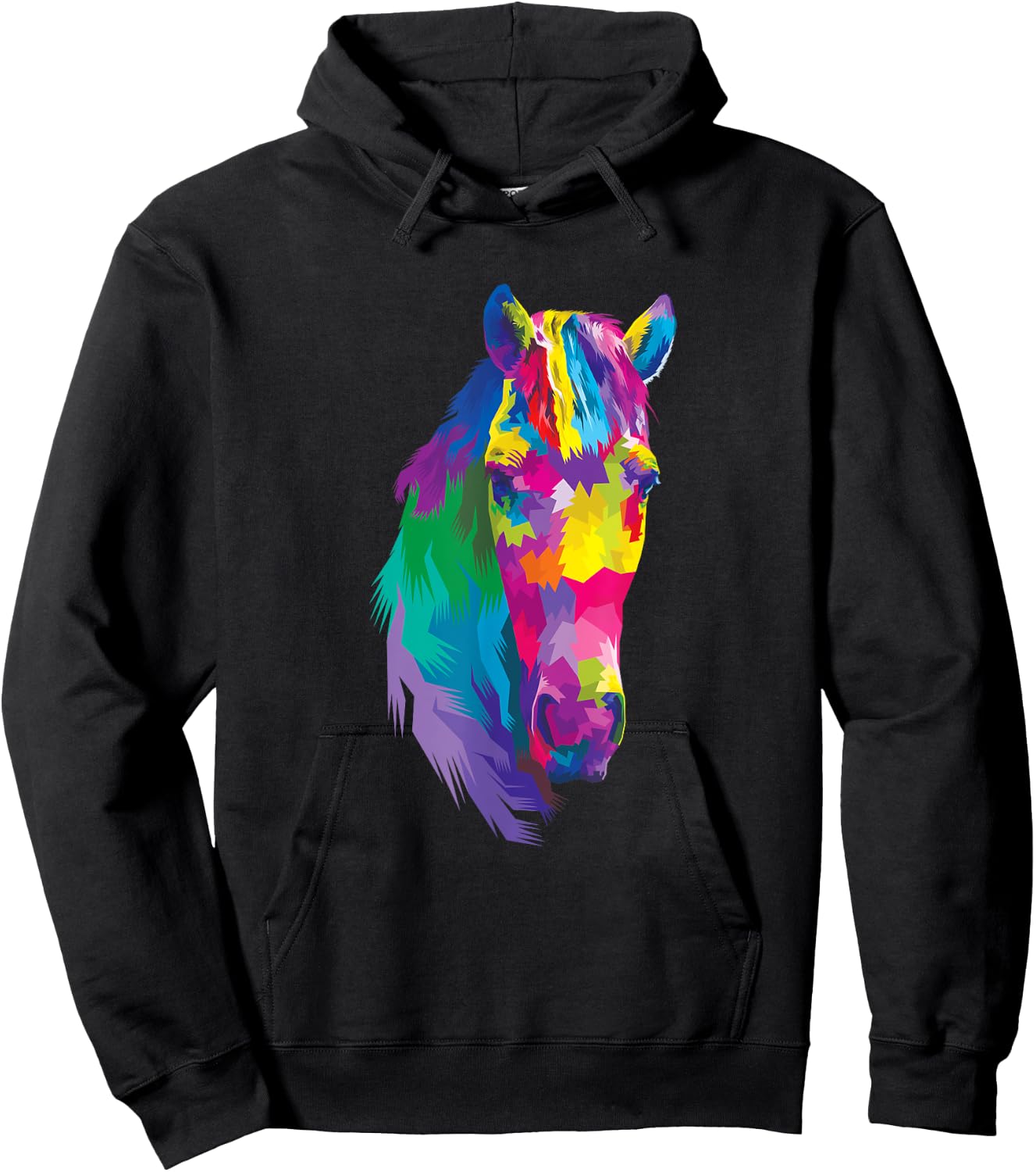 Rainbow Horse Head Colorful Equestrian Horse Display Hoodie - Hoodie | Black