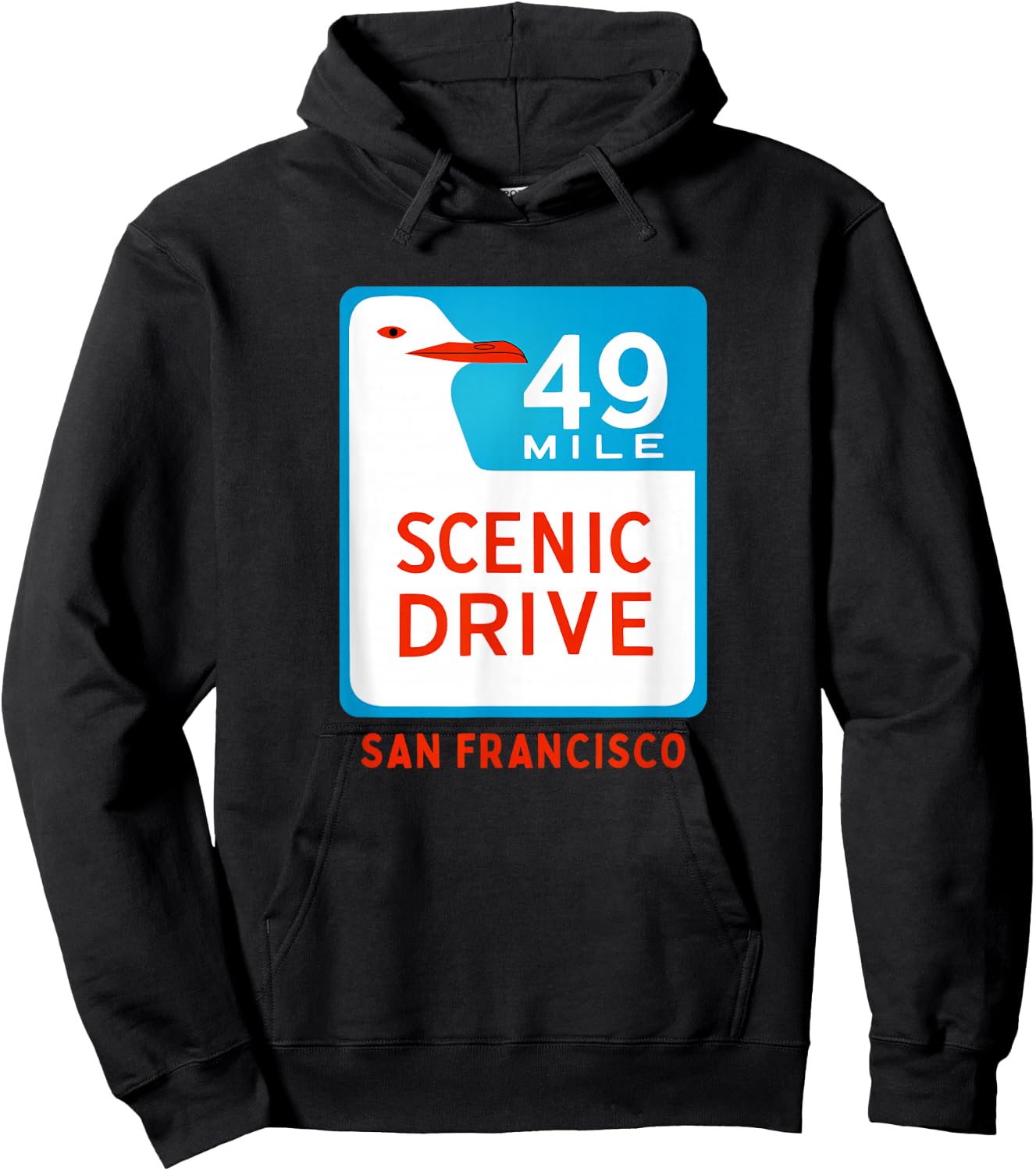 49 Mile Scenic Drive San Francisco California Seagull Sign Hoodie - Hoodie | Black