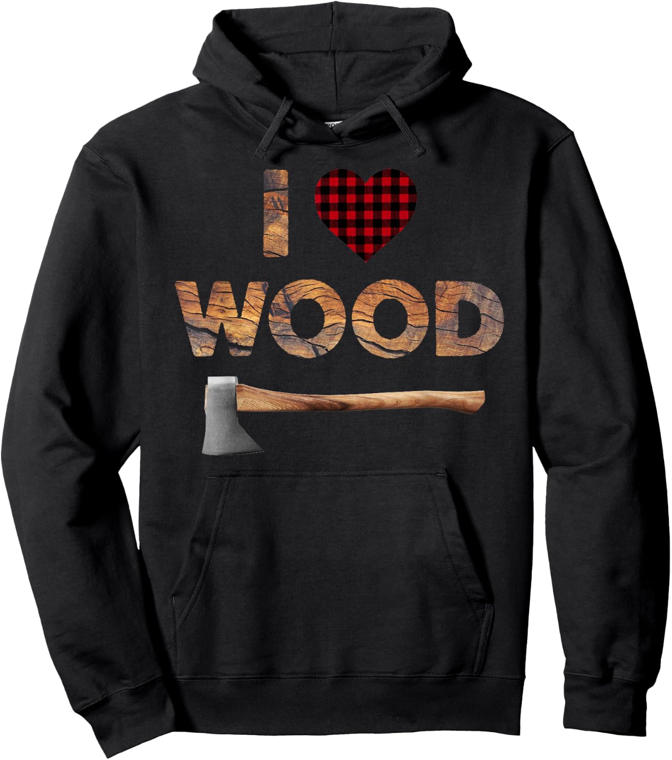 I Love Wood Lumberjack Heart Halloween Costume Hoodie - Hoodie | Black
