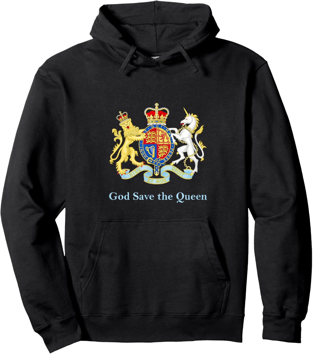 Royal Coat of Arms God Save the Queen Hoodie - Hoodie | Black