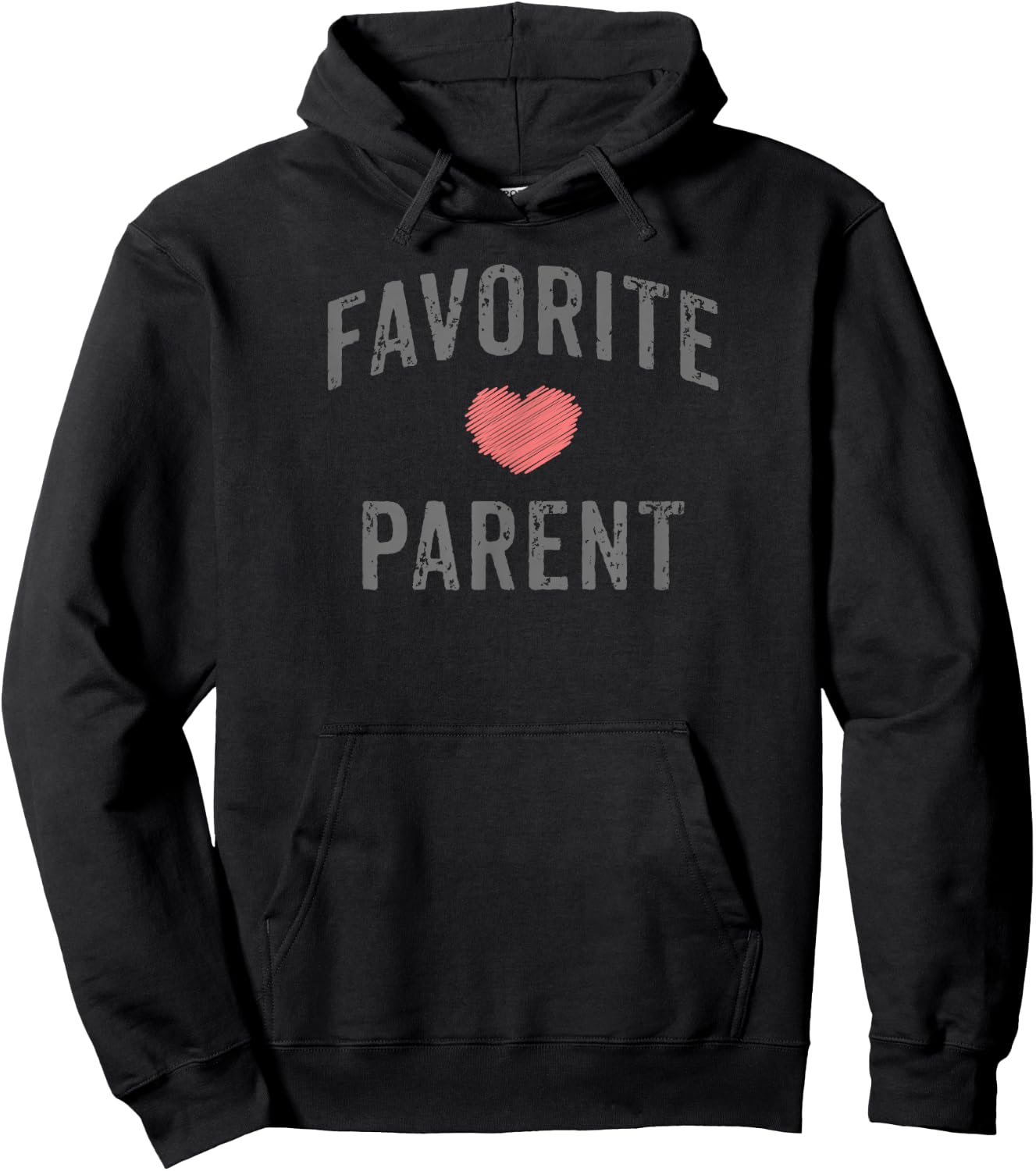 Favorite Parent Grey Vintage Distressed Faded Design Heart Hoodie - Hoodie | Black